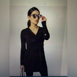 Seraphine Ribbed Maternity Nursing Wrap Dress Size‎ 10 NWT Black Thigh W030306